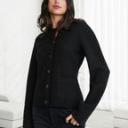 Blythe | Womens Wool Blend Pocket Cardigan Sweater, Black