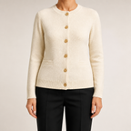 Blythe | Womens Wool Blend Pocket Cardigan Knitted Jumper, Ivory
