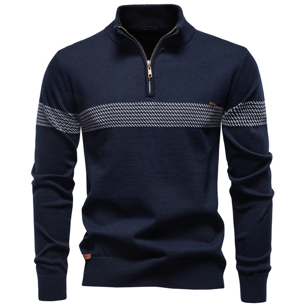Bowen | Mens Half Zip Sweater Cotton Stand Collar Casual Pullover
