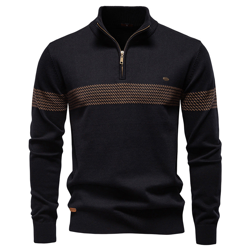 Bowen | Mens Half Zip Sweater Cotton Stand Collar Casual Pullover