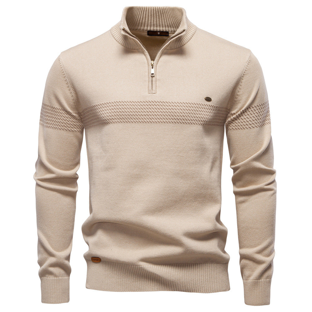 Bowen | Mens Half Zip Sweater Cotton Stand Collar Casual Pullover