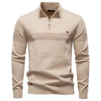 Bowen | Mens Half Zip Sweater Cotton Stand Collar Casual Pullover