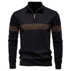 Bowen | Mens Half Zip Sweater Cotton Stand Collar Casual Pullover