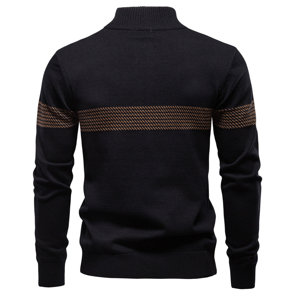 Bowen | Mens Half Zip Sweater Cotton Stand Collar Casual Pullover