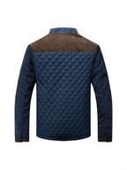 Brad | Mens Quilted Corduroy Stand Collar Snap Button Fall Jacket, Brown