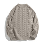 Brady | Mens Cable Knit Sweater Round Neck Loose Pullover