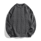 Brady | Mens Cable Knit Sweater Round Neck Loose Pullover