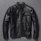 Brent | Mens Leather Jacket Motorcycle Biker Stand Collar Coat