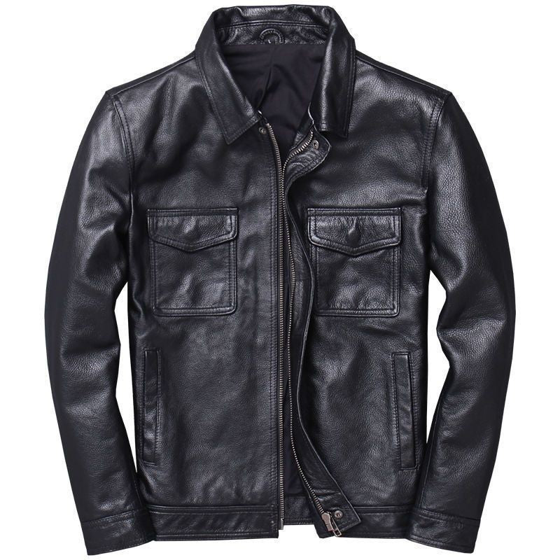 Brent | Mens Leather Jacket Motorcycle Biker Stand Collar Coat
