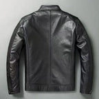 Brent | Mens Leather Jacket Motorcycle Biker Stand Collar Coat