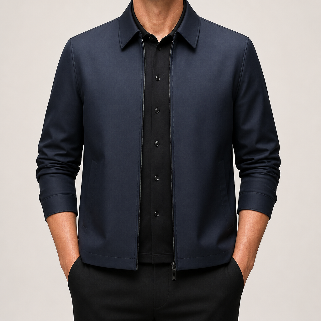 Brett | Mens Blazer Jacket Lapel Business Formal Smart Suit Coat, Navy Blue