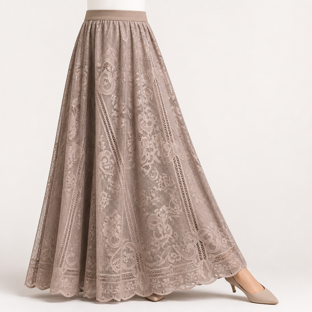 Brielle | Womens A Line High Waisted Beaded Tulle Long Maxi Skirt, Design 1