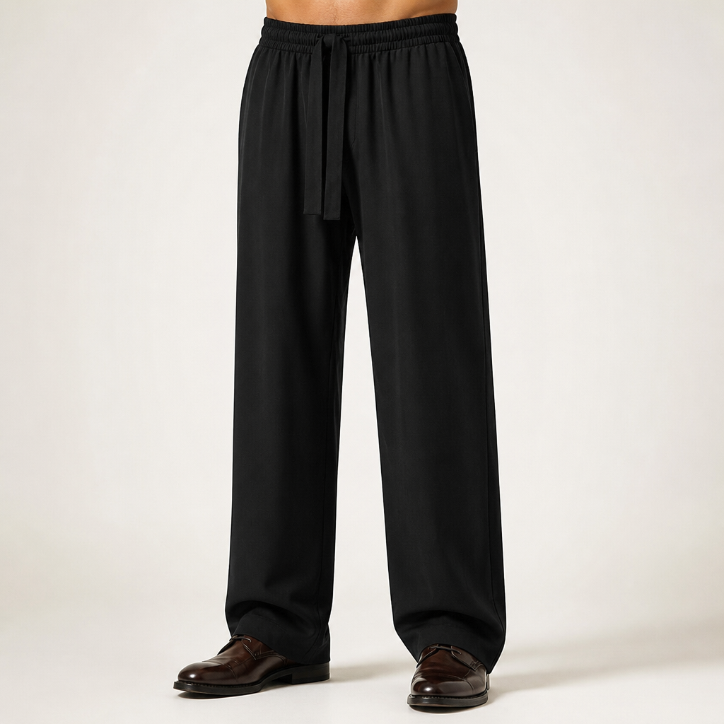 Briggs | Mens Wide Leg High Waisted Straight Quick Dry Casual Pants, Black