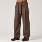 Briggs | Mens Wide Leg High Waisted Straight Quick Dry Casual Pants, Brown