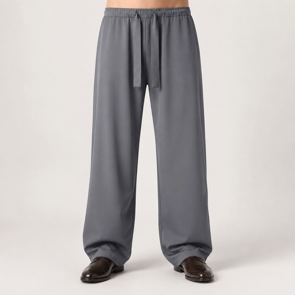 Briggs | Mens Wide Leg High Waisted Straight Quick Dry Casual Pants, Dark Grey