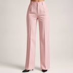 Briony | Womens Work Wide Leg High Waisted Striped Trousers, Light Pink