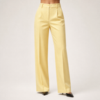 Briony | Womens Work Wide Leg High Waisted Striped Trousers, Yellow