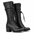 Brooklynn | Womens Warm Lined Lace Up Block Heel Knee High Winter Boots