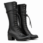 Brooklynn | Womens Warm Lined Lace Up Block Heel Knee High Winter Boots