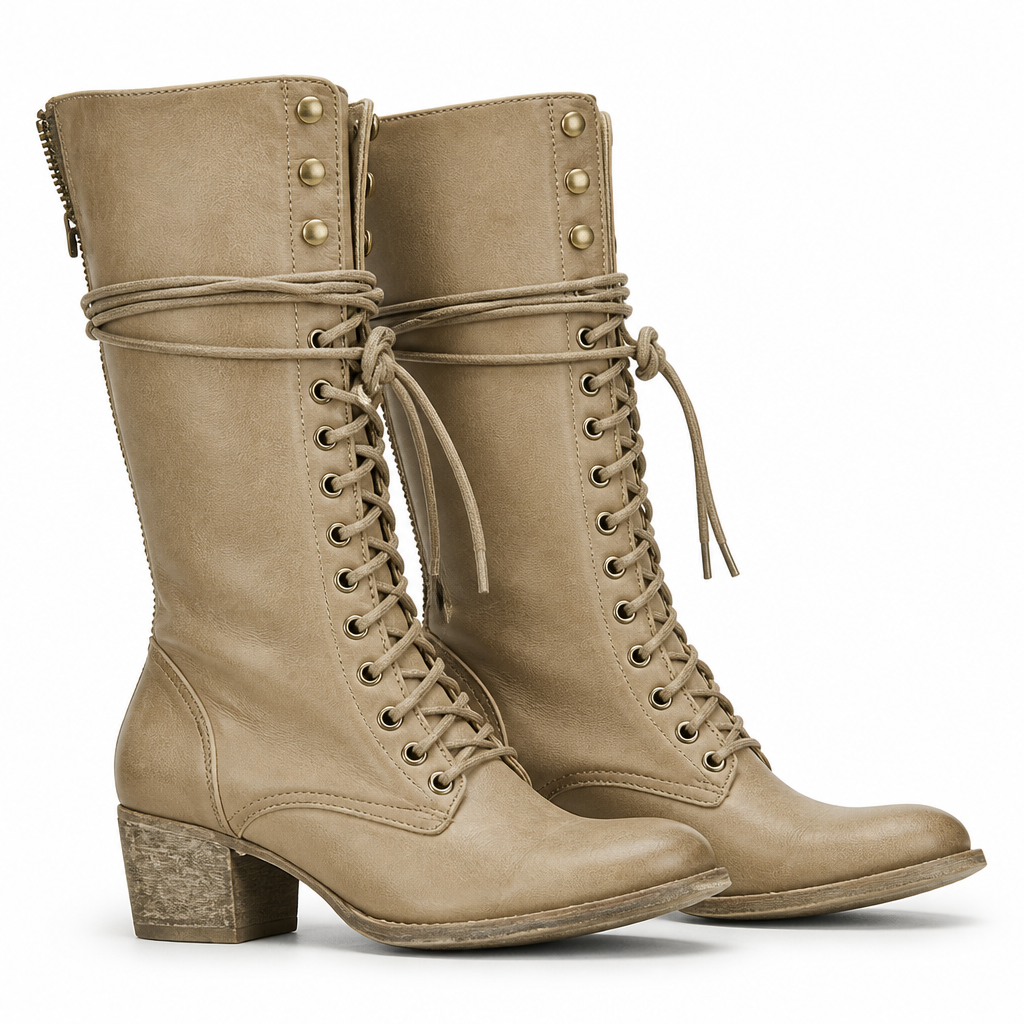 Brooklynn | Womens Warm Lined Lace Up Block Heel Knee High Winter Boots