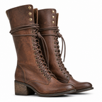 Brooklynn | Womens Warm Lined Lace Up Block Heel Knee High Winter Boots