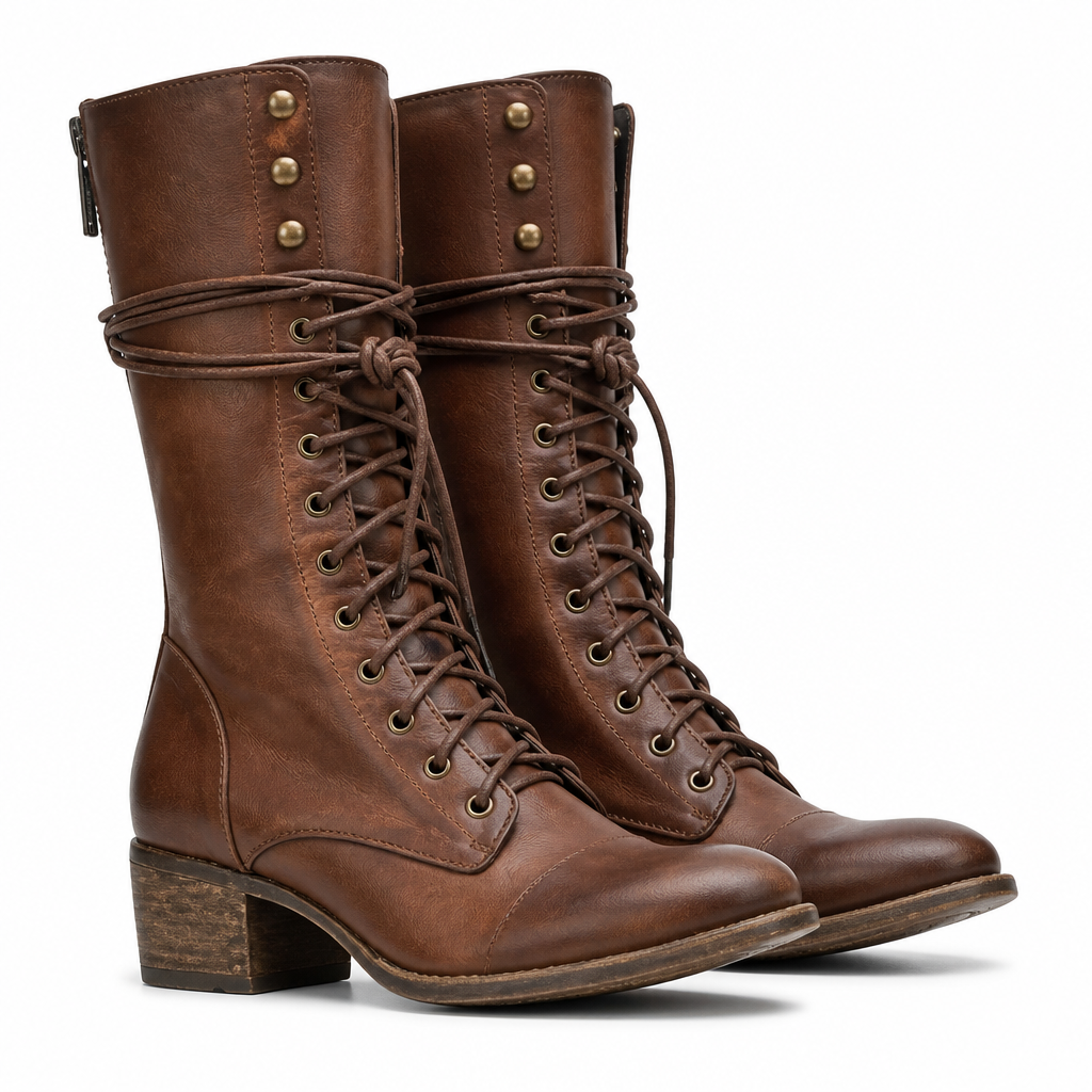 Brooklynn | Womens Warm Lined Lace Up Block Heel Knee High Winter Boots