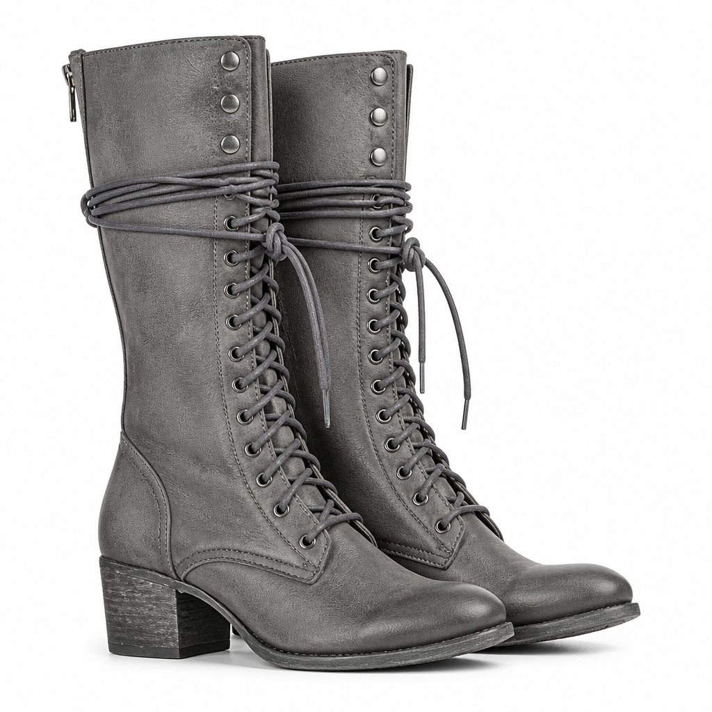 Brooklynn | Womens Warm Lined Lace Up Block Heel Knee High Winter Boots