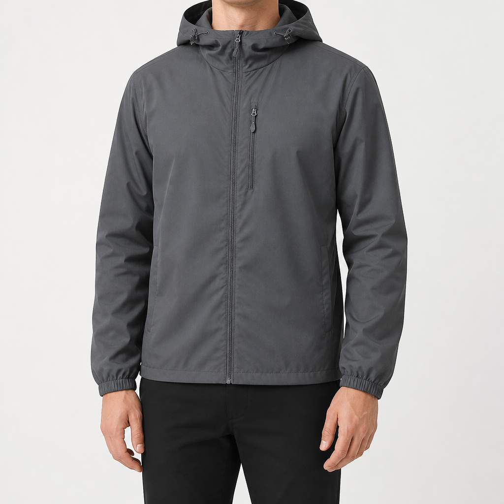 Bryce | Mens Water Resistant Hooded Windbreaker Jacket, Grey