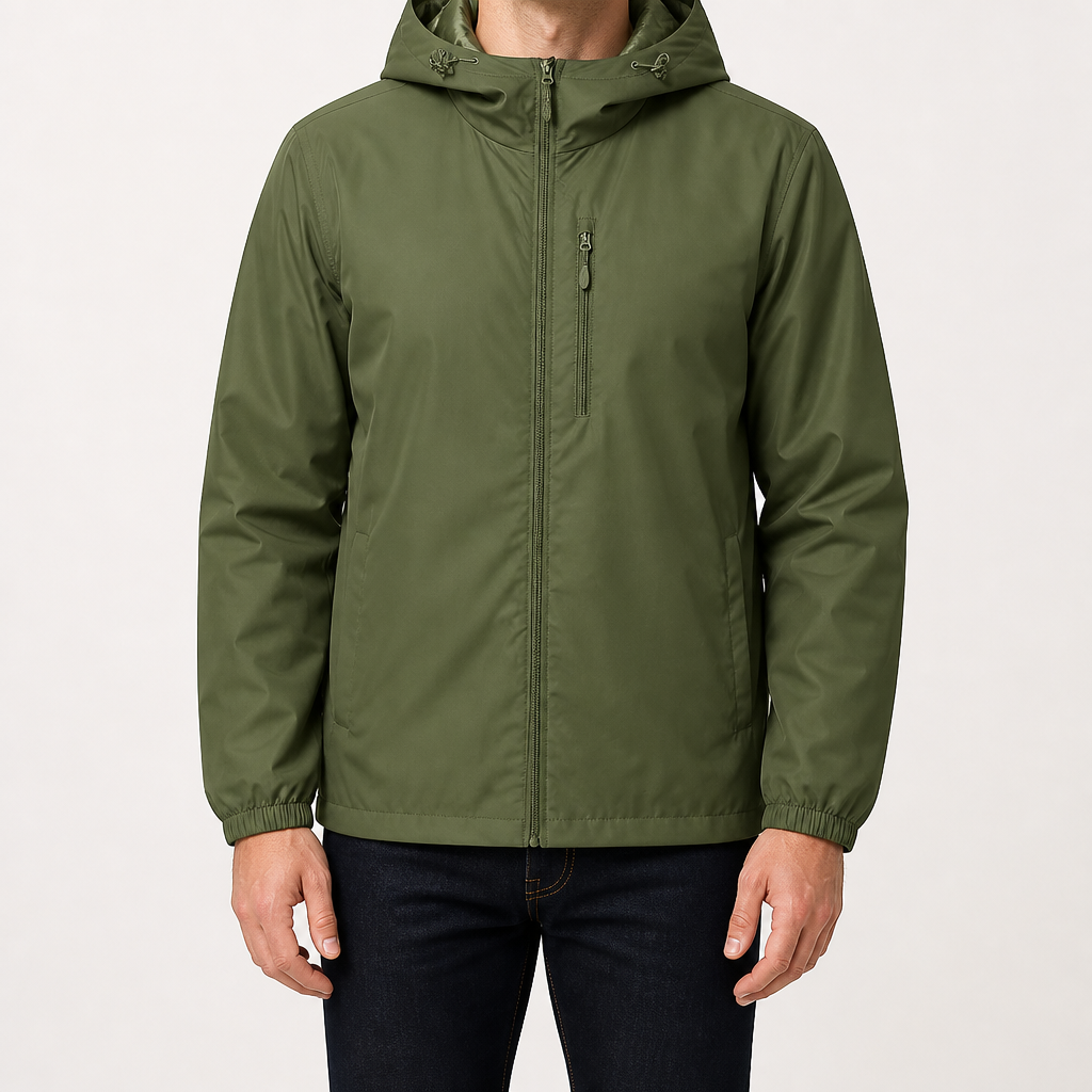 Bryce | Mens Water Resistant Hooded Windbreaker Jacket, Army Green