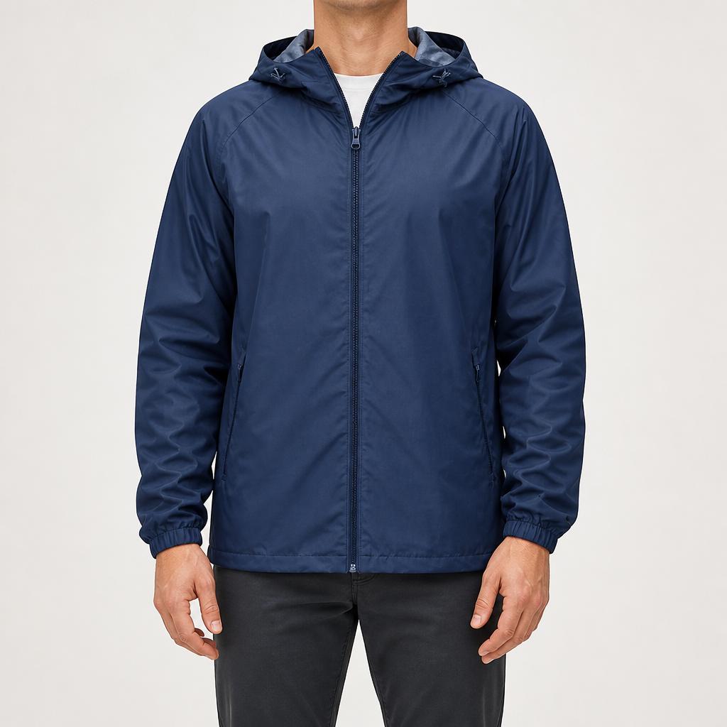 Bryce | Mens Water Resistant Hooded Windbreaker Jacket, Navy Blue