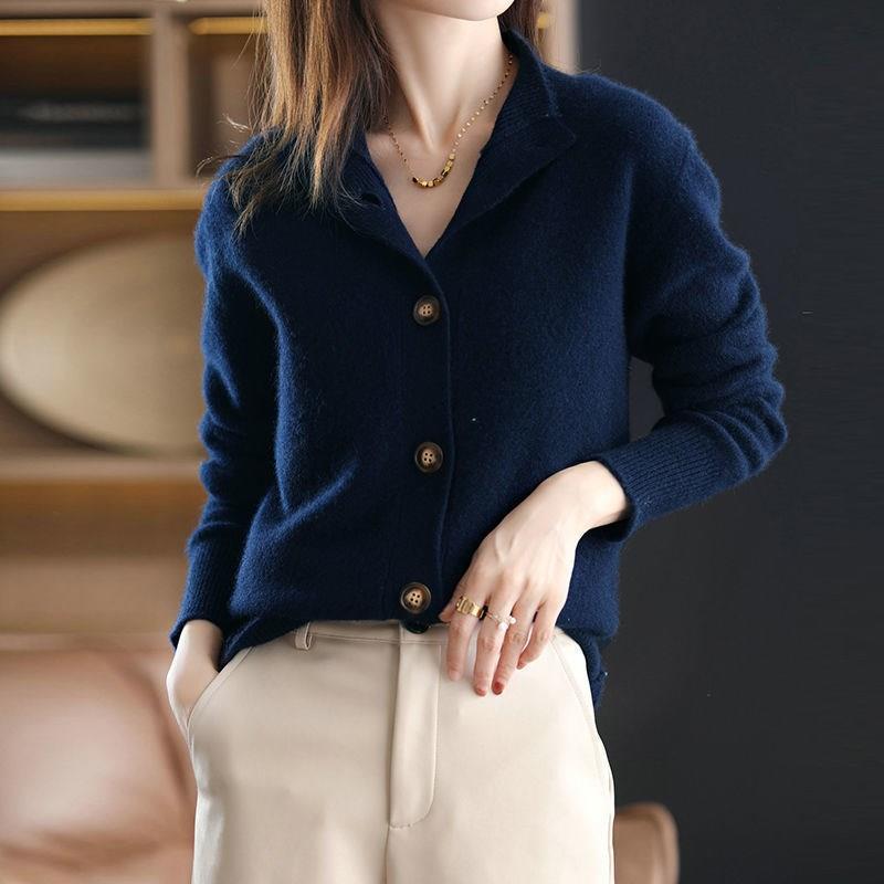 Bryn | Womens Long Oversized Soft Viscose Button Knit Cardigan Sweater, Navy Blue