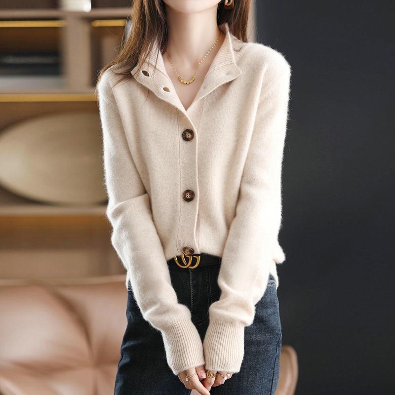Bryn | Womens Long Oversized Soft Viscose Button Knit Cardigan Sweater, Apricot