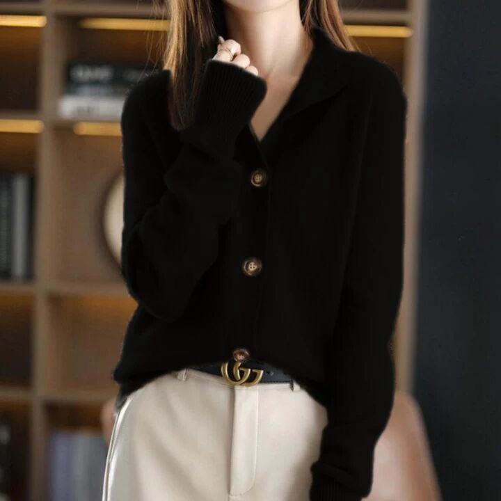 Bryn | Womens Long Oversized Soft Viscose Button Knit Cardigan Sweater, Black