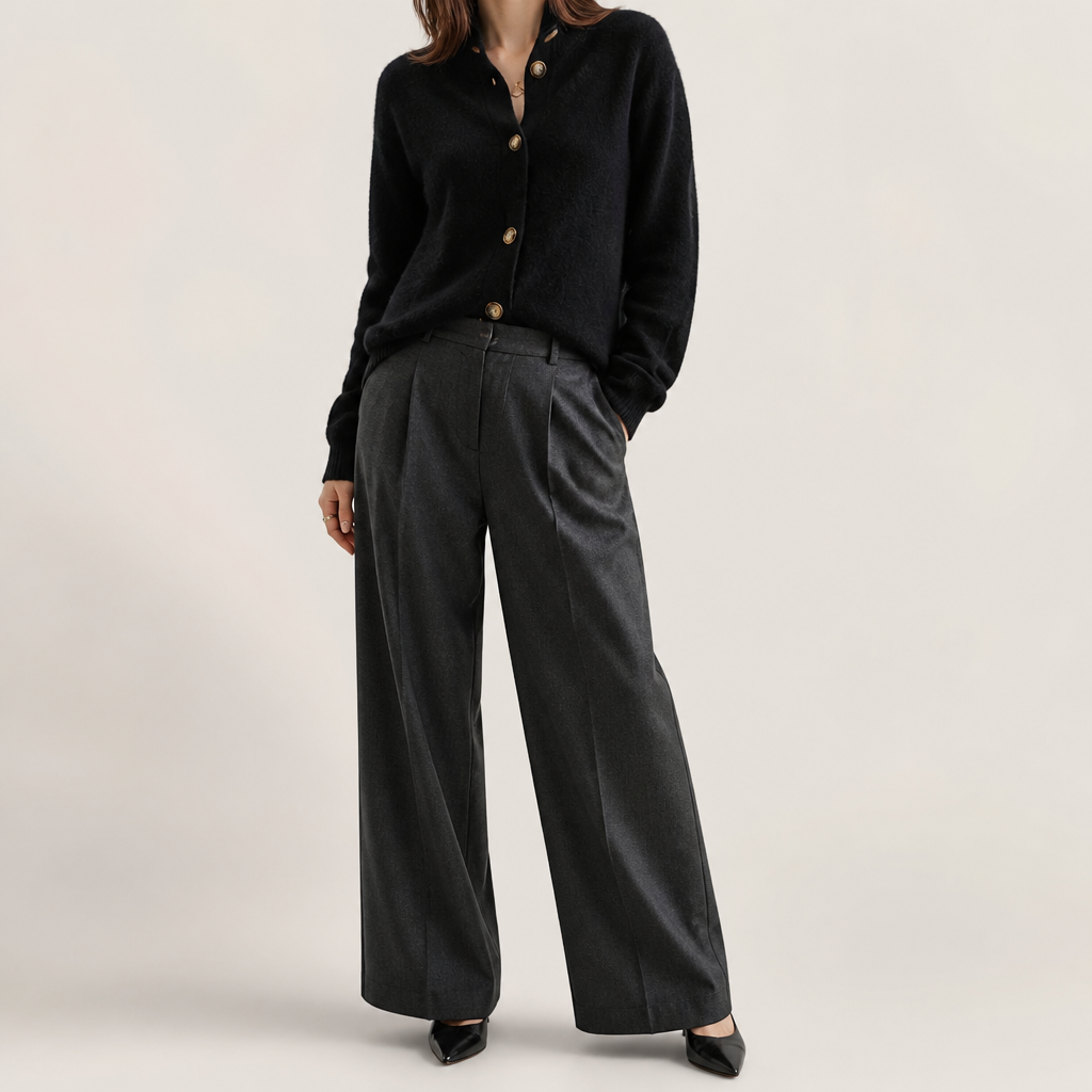 Bryn | Womens Long Oversized Soft Viscose Button Knit Cardigan Sweater, Black