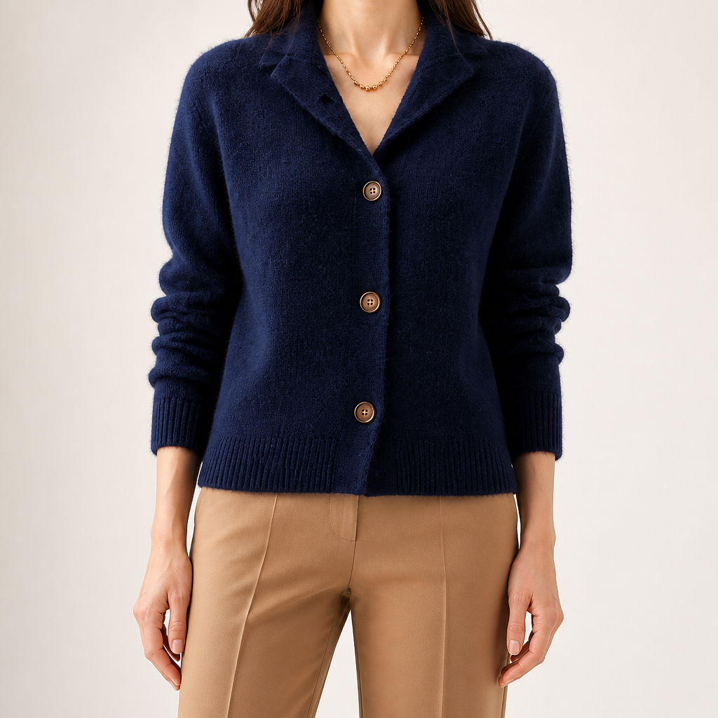 Bryn | Womens Long Oversized Soft Viscose Button Knit Cardigan Sweater, Navy Blue