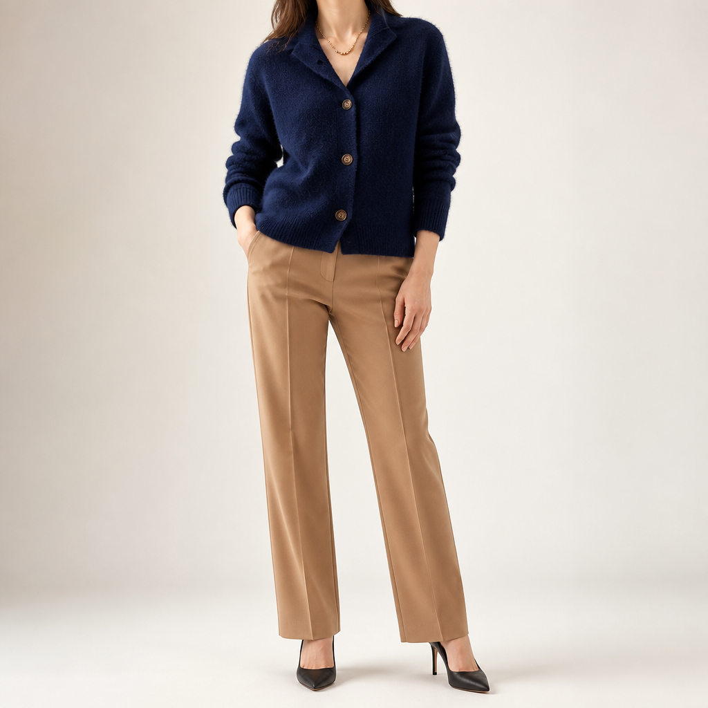 Bryn | Womens Long Oversized Soft Viscose Button Knit Cardigan Sweater, Navy Blue