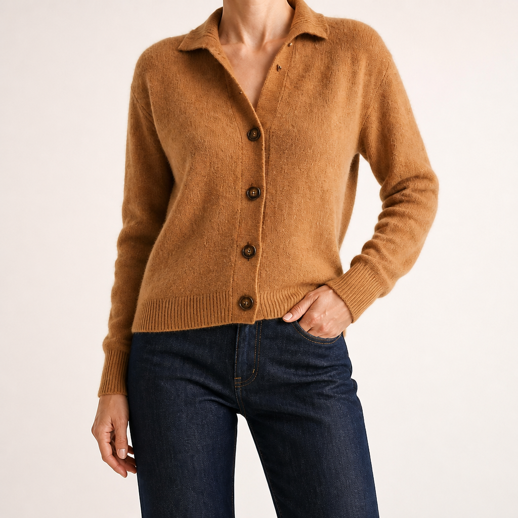 Bryn | Womens Long Oversized Soft Viscose Button Knit Cardigan Sweater, Caramel