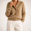 Bryn | Womens Long Oversized Soft Viscose Button Knit Cardigan Sweater, Camel