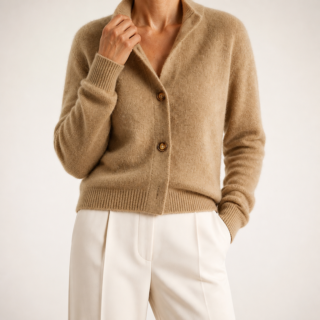 Bryn | Womens Long Oversized Soft Viscose Button Knit Cardigan Sweater, Camel