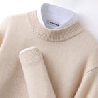 Callum | Mens Half Turtleneck Knitted Pullover Jumper - Cream