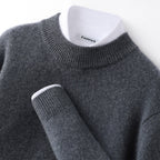 Callum | Mens Half Turtleneck Knitted Pullover Jumper - Dark Grey