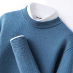 Callum | Mens Half Turtleneck Knitted Pullover Jumper - Lake Blue