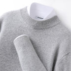 Callum | Mens Half Turtleneck Knitted Pullover Jumper - Light Grey