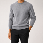 Callum | Mens Half Turtleneck Knitted Pullover Jumper, Mid Grey
