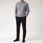 Callum | Mens Half Turtleneck Knitted Pullover Jumper, Mid Grey