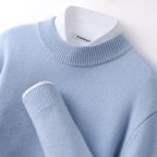 Callum | Mens Half Turtleneck Knitted Pullover Jumper - Sky Blue
