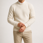 Callum | Mens Half Turtleneck Knitted Pullover Jumper, White