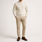 Callum | Mens Half Turtleneck Knitted Pullover Jumper, White