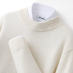 Callum | Mens Half Turtleneck Knitted Pullover Jumper - White