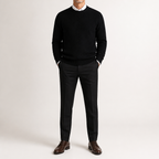 Callum | Mens Knitted Jumper Round Neck Slim Fit Sweater, Black